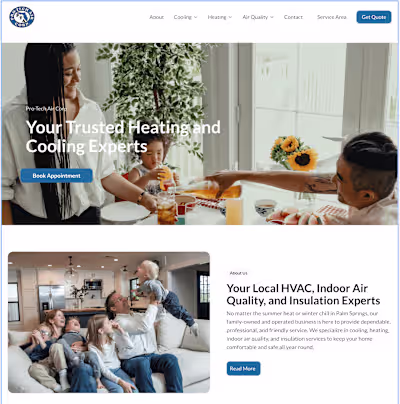 Pro Tech Air Framer Website Design