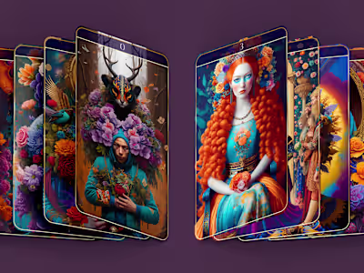 Tarot Oracle Card deck set illustration