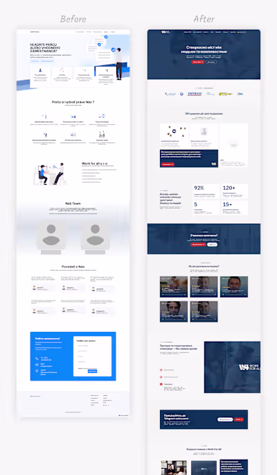 Before and After. Redesign for a Company Providing Employmen...