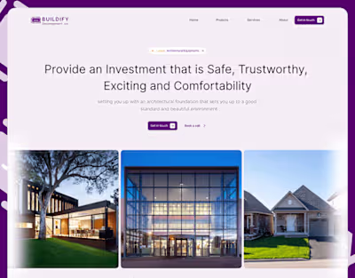 Landing page for an architect company