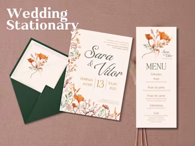 Wedding stationery design, including invitation,