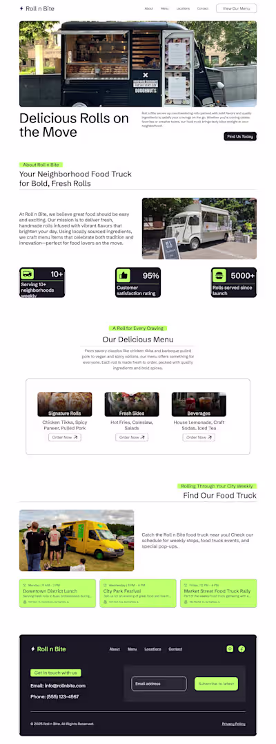 Food Truck Website Prototype Design