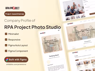 Landing Page for RPA Project Photo Studio’s Company Profile