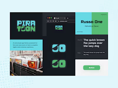 🦸‍♂️Piratoon - Comic Book App | Clean & Fancy Brand Identity