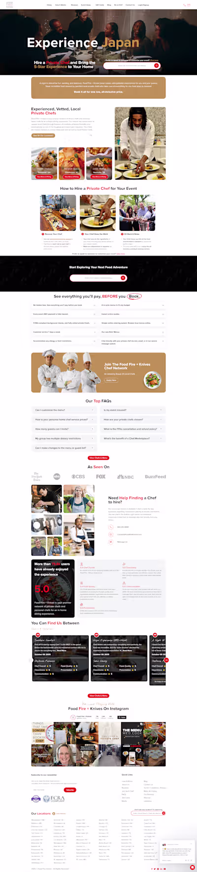 FoodFireKnives Private Chef Booking Platform Development