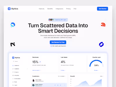 Alytics SaaS Landing Page Template Design
