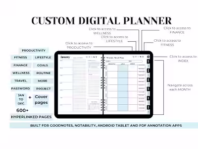 I will design digital planner, hyperlinked digital planner
