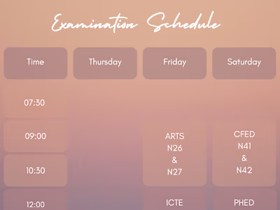 Weekly Schedules 