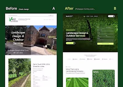 Landscaping care service landing page