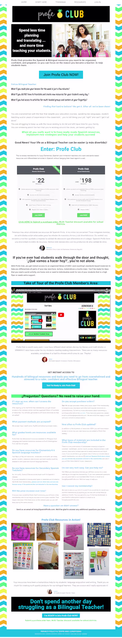 Membership Website for Profeclub of SPANISHPROFE.COM