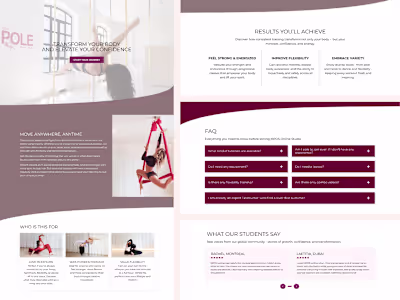 Milan Pole Dance Studio – Kajabi Sales Page Customization