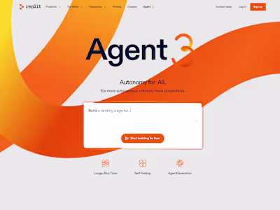 Replit Agent 3 product launch page