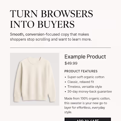Title: Product Page Copy: “Turn Browsers Into Buyers” What I...