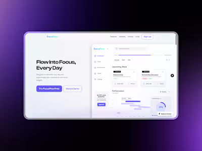 FocusFlow – Personal Productivity Saas startup Landing Page