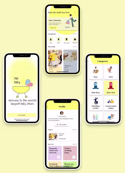 Mobile app baby shopping store