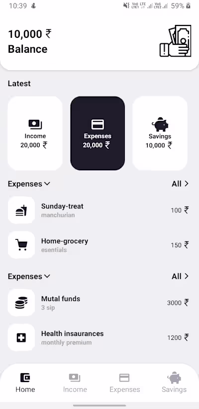Finance management app UI/UX