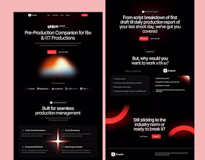 SaaS website landing page design