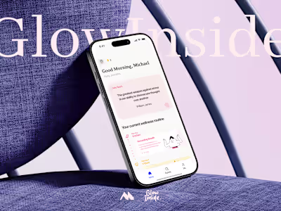 I worked on the UX design for GlowInside, a mental health ap...