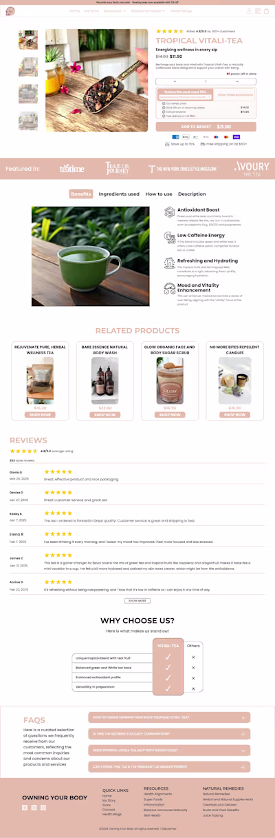 Redesign of a product detailed page