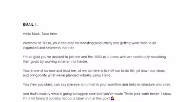 Email Sequence for Trello. (Mock up)