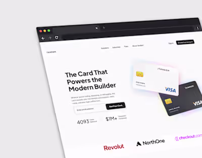 Virtual Card landing page