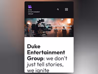 Film, Movie & Storytelling Website For Duke Entertainment Group