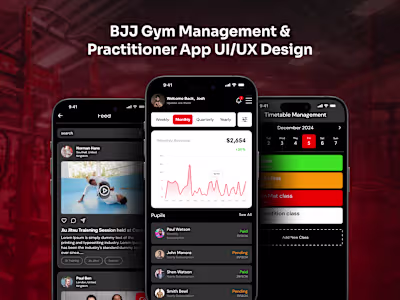 BJJ Gym Management & Practitioner App UI UX