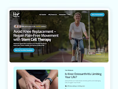 Liv Hospital Stem Cell Therapy Landing Page Design
