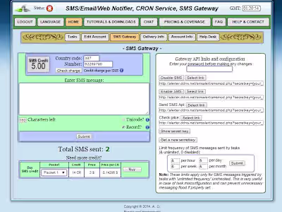 SMS/Email/Web Notifier, Cron service, SMS Gateway