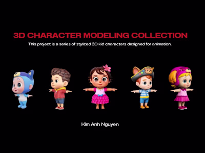 This project is a series of stylized 3D kid characters desig...