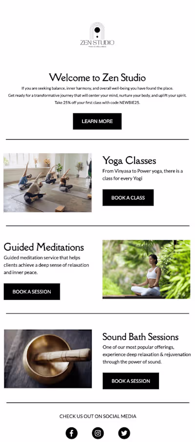Email Marketing Welcome Sequence for Yoga Brand