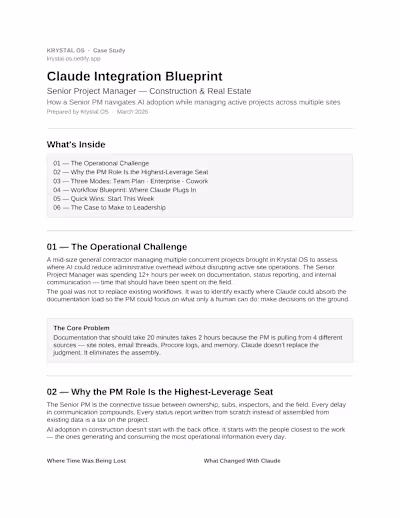 Claude Integration Blueprint — Construction Project Management