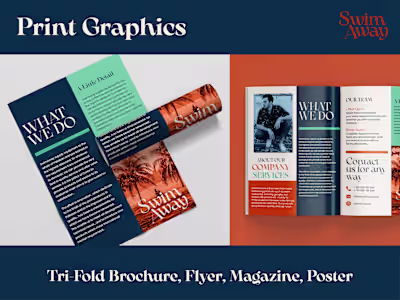 Print Graphics - Flyer - Brochure - SwimAway - Magazine - Poster