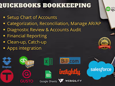 I will do accounting and bookkeeping in quickbooks 