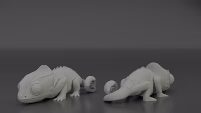 Scary Chameleon 3D Model Toy Design