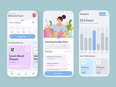 Here is my Cooking & Learning App — Modern Educational UI De...