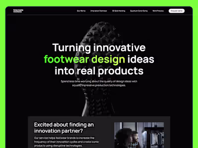 High-converting landing page for footwear innovation company