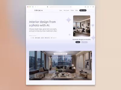 IOGA AI Product Landing Page Design