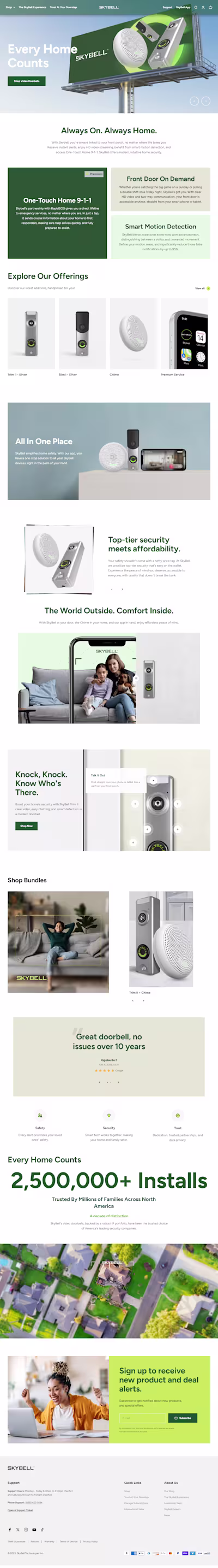 SkyBell Shopify Store Development – Smart Home Security Brand