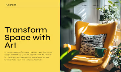 hero section in Figma for a Room Furniture Company