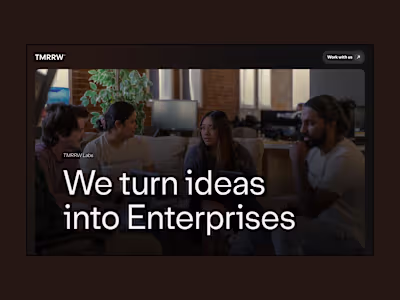 TMRRW Labs - Landing Page Development