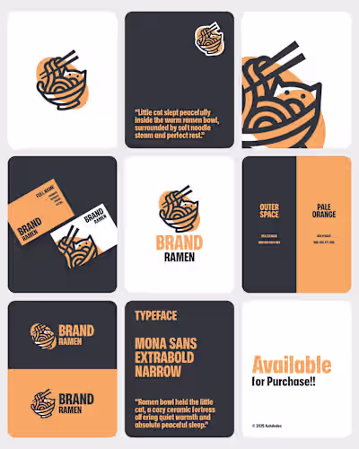 Cat Ramen Bowl Logo design for sale crafted by Anhdodes Publ...