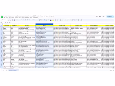 Leads for Instrumentation, Automation & AI companies in Canada 