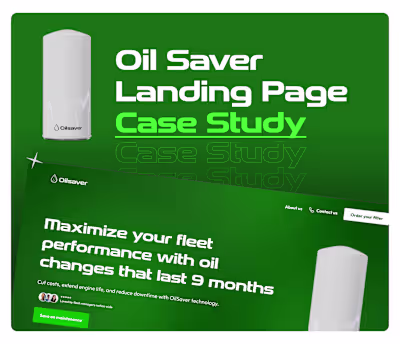 Oil Saver Landing Page Design