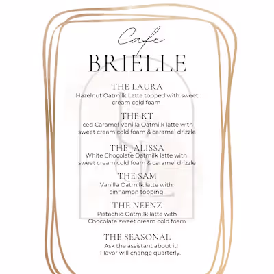 Cafe Brielle menu graphic