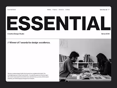 Working on a new minimalist landing page design concept for ...