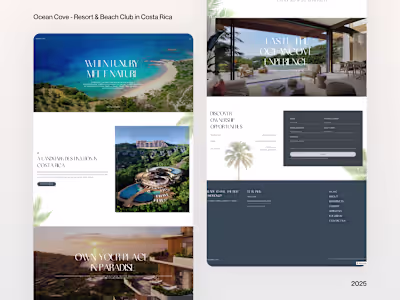 Modern Website Design for Ocean Cove Resort