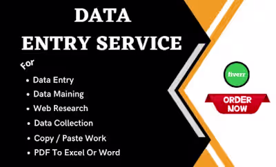 I will do data entry, excel, typing, web research and copy paste