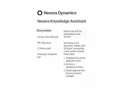 Nexora Dynamics – Custom AI Knowledge Assistant