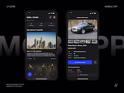 Car Market and Tracking - Mobile App Design